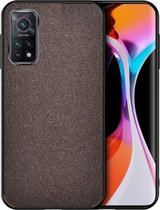 Voor Xiaomi Redmi K30S schokbestendige splicing PU + stoffen beschermhoes (gemerceriseerd bruin)