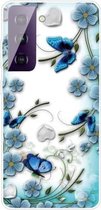 Voor Samsung Galaxy S21 5G gekleurde tekening patroon zeer transparante TPU beschermhoes (chrysant vlinder)