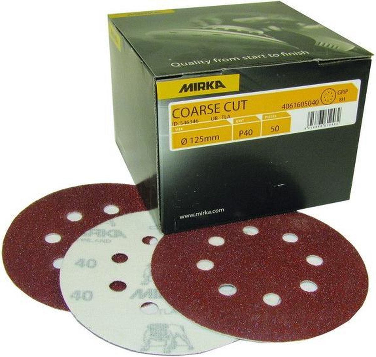 MIRKA Coarse Cut Schuurschijven 125mm met 8 gaten - P60