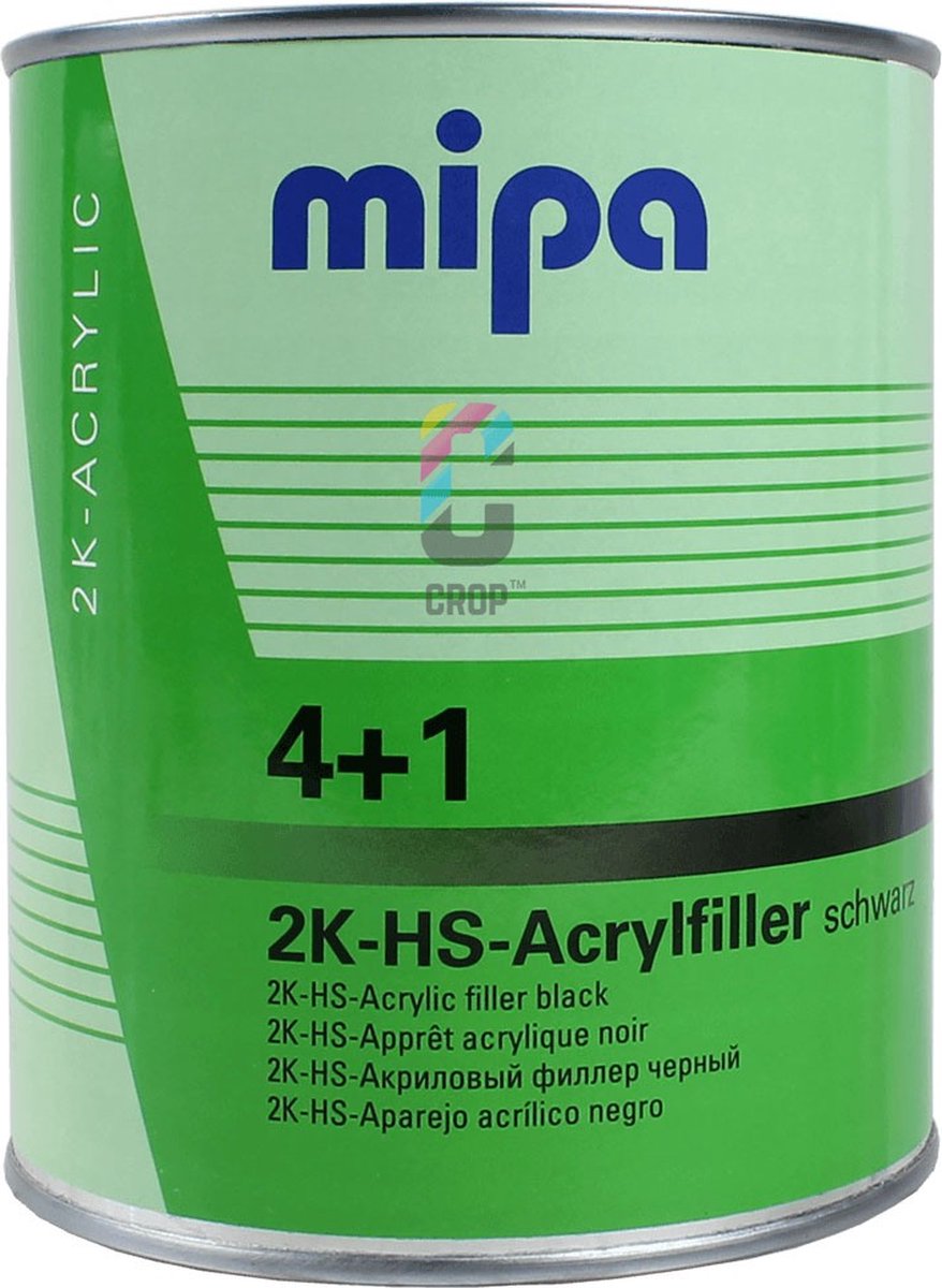 MIPA 4+1 2K-HS-Acrylfiller - Primer - 1 liter - Zwart