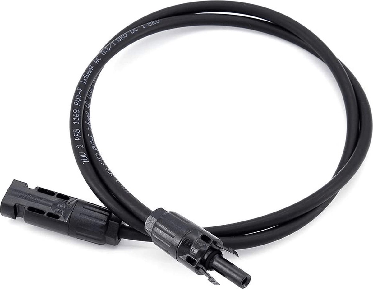 Solarkabel met MC4 connectoren - 6mm² - Zwart - 2 meter