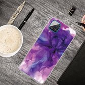 Voor Samsung Galaxy A12 marmeren schokbestendige TPU beschermhoes (abstract paars)