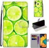 Voor Samsung Galaxy A30 & A20 Gekleurde Tekening Cross Textuur Horizontale Flip PU Lederen Case met Houder & Kaartsleuven & Portemonnee & Lanyard (Lime)