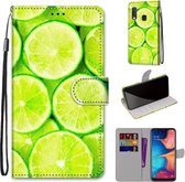Voor Samsung Galaxy A20e Gekleurde Tekening Cross Textuur Horizontale Flip PU Lederen Case met Houder & Kaartsleuven & Portemonnee & Lanyard (Lime)