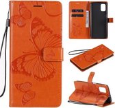 Voor Samsung Galaxy M51 3D vlinders reliëf patroon horizontaal flip lederen tas met houder & kaartsleuf & portemonnee (oranje)