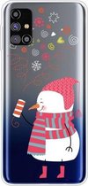 Voor Samsung Galaxy M51 Trendy Leuke Kerst Patroon Case Clear TPU Cover Telefoon Gevallen (Vuurwerk en Sneeuwpoppen)