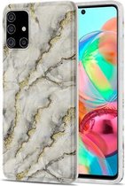 Voor Samsung Galaxy A71 TPU Gilt Marble Pattern beschermhoes (grijs)