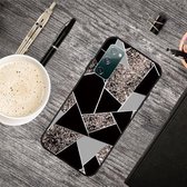 Voor Samsung Galaxy S20 FE Frosted Fashion Marble Shockproof TPU beschermhoes (Black Gold Triangle)