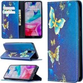 Voor Xiaomi Redmi 8A Gekleurde Tekening Patroon Onzichtbare Magnetische Horizontale Flip PU Lederen Case met Houder & Kaartsleuven & Portemonnee (Gouden Vlinders)