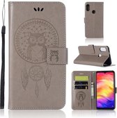 Windgong Uil Embossing Patroon Horizontale Flip lederen tas met houder & kaartsleuven & portemonnee voor Xiaomi Redmi 7 (grijs)