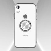 Ultradunne TPU beschermhoes voor iPhone XR, met metalen ringhouder (transparant)