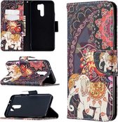 Voor Xiaomi Redmi 9 Gekleurde Tekening Patroon Horizontale Flip Leren Case met Houder & Kaartsleuven & Portemonnee (Bloem Olifant)