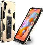 Voor Samsung Galaxy A11 US-versie Soldier Armor Shockproof TPU + PC magnetische beschermhoes met houder (goud)