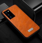 Voor Samsung Galaxy Note20 Ultra SULADA schokbestendig TPU + handgemaakte lederen beschermhoes (oranje)