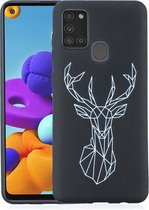 Voor Samsung Galaxy A21s Painted Pattern Soft TPU Case (Elk)