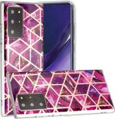 Voor Samsung Galaxy Note20 Ultra Plating Marble Pattern Soft TPU beschermhoes (paars)