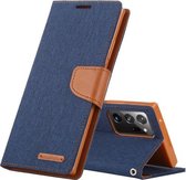 Voor Samsung Galaxy Note20 Ultra GOOSPERY CANVAS DAGBOEK Canvas Textuur Horizontale Flip PU lederen tas, met houder & kaartsleuven & portemonnee (marineblauw)