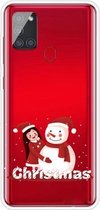 Voor Samsung Galaxy A21s Christmas Series Clear TPU beschermhoes (Girl Snowman)