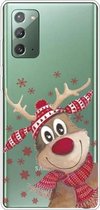 Voor Samsung Galaxy Note20 Christmas Series Clear TPU beschermhoes (Smiley Deer)