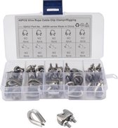 40 STKS M2 304 roestvrij staaldraad kabel clip klem met vingerhoed driehoek ring