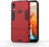 Schokbestendige pc + TPU-hoes voor Huawei Y6 (2019), met houder (rood)