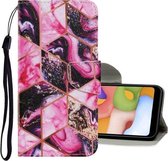 Voor Samsung Galaxy A51 Gekleurde Tekening Patroon Horizontale Flip PU Lederen Case met Houder & Kaartsleuven & Portemonnee & Lanyard (Paars Marmer)