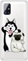 Voor Samsung Galaxy M51 schokbestendig geverfd transparant TPU beschermhoes (selfie hond)