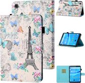 Voor Lenovo Tab FHD M10 Plus X606F Gekleurde Tekening Stiksels Horizontale Flip Leren Case met Houder & Kaartsleuf & Slaap / Wekfunctie (Toren en Vlinders)