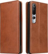 Voor Xiaomi Mi 10 Pro Fierre Shann PU lederen textuur horizontale flip lederen tas met houder & kaartsleuven & portemonnee (bruin)