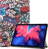 Voor Lenovo Tab P11 Pro (TB-XJ706F) Custer Geschilderd patroon Horizontaal Flip Smart Flat PU lederen tas met slaap- / wekfunctie en 3-voudige houder (graffiti)