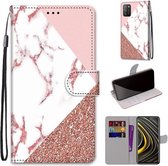 Voor Xiaomi Poco M3 Gekleurde Tekening Cross Textuur Horizontale Flip PU Lederen Case met Houder & Kaartsleuven & Portemonnee & Lanyard (Roze Steen Textuur)