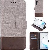 Voor Galaxy Note 10 MUXMA MX102 Horizontale flip canvas lederen tas met standaard & kaartsleuf & portemonnee-functie (bruin)