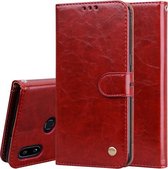 Voor Galaxy A10s Business Style Oil Wax Texture Horizontale Flip Leather Case, met houder & kaartsleuven & portemonnee (rood)