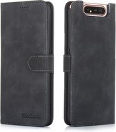 Voor Galaxy A80 / A90 Diaobaolee Pure Verse Textuur Horizontale Flip Leren Case, met Houder & Kaartsleuf & Portemonnee & Fotolijst (Zwart)