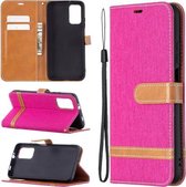Voor Xiaomi Foco M3 Kleuraanpassing Denim Textuur Horizontale Flip Leren Case met Houder & Kaartsleuven & Portemonnee & Lanyard (Rose Rood)