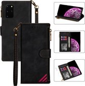 Voor Samsung Galaxy S20 Plus Rits Multi-kaartsleuven Horizontale Flip PU lederen tas met houder & kaartsleuven & portemonnee & lanyard & fotolijst (zwart)