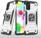 Voor Samsung Galaxy A41 magnetisch pantser schokbestendig TPU + pc-hoesje met metalen ringhouder (zilver)