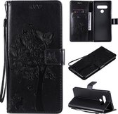 Voor LG Stylo 6 Boom & Kat Reliëfpatroon Horizontale Flip Leren Case met Houder & Kaartsleuven & Portemonnee & Lanyard (Zwart)