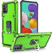 Voor Samsung Galaxy A51 Cool Armor PC + TPU schokbestendig hoesje met 360 graden rotatie ringhouder (groen)