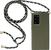 Voor Samsung Galaxy Note20 Ultra tarwestro materiaal + TPU beschermhoes met draagkoord (legergroen)