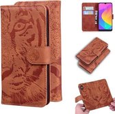 Voor Xiaomi Mi A3 / CC9e Tiger Embossing Pattern Horizontale flip lederen tas met houder & kaartsleuven & portemonnee (bruin)