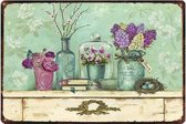 Retro Muur Decoratie uit Metaal Allerlei Bloemen 20x30cm DU-8884