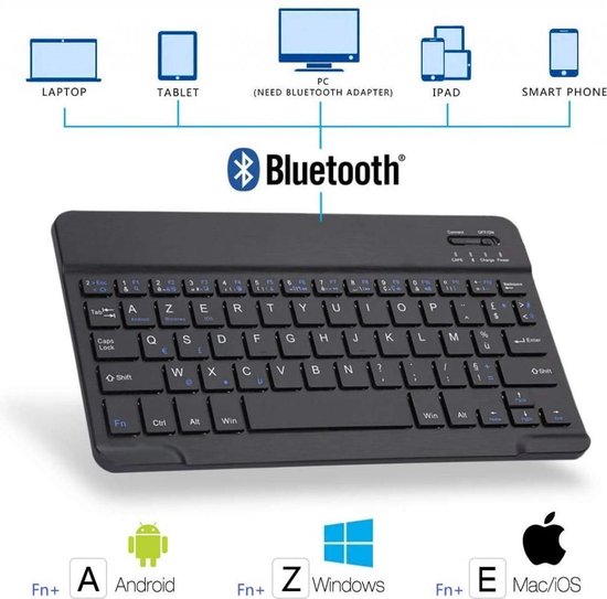 Extern Universeel AZERTY Draadloos Bluetooth 3.0 Toetsenbord - Mini  Wireless Keyboard... | bol.com