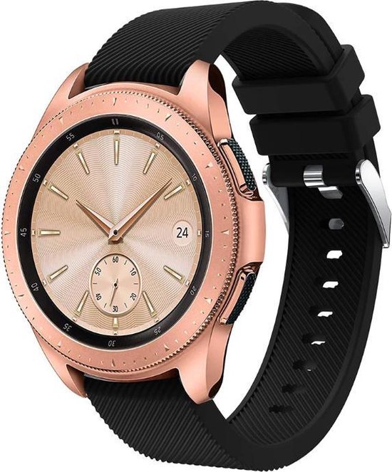 Samsung Galaxy Watch siliconen bandje 41mm / 42mm - zwart + glazen screen  protector | bol.com