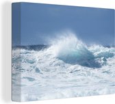 Canvas Schilderij Blauwe golven bij de Canarische eilanden - 40x30 cm - Wanddecoratie