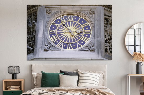 Gros plan de l'horloge du grand magasin Liberty à Londres 180x120 cm - Tirage photo sur toile (Décoration murale salon / chambre) XXL / Groot format!