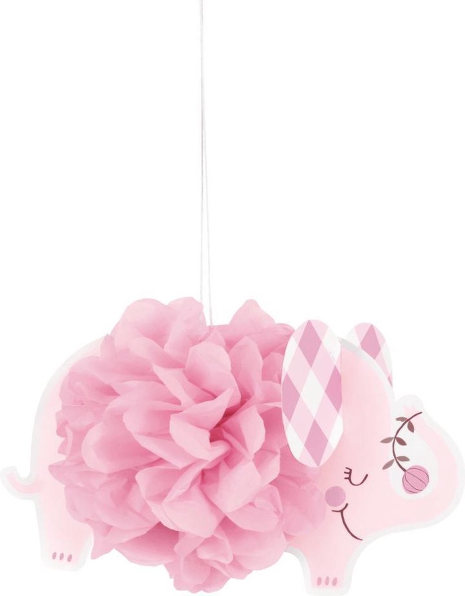 Baby Olifant Hangdecoratie Roze 23cm 3st