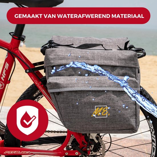 Dubbele fietstas - Compact 26L Draagbaar- Waterafstotend - Ritssluiting - Media Evolution