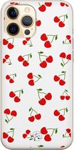 iPhone 12 hoesje - Kersjes - Soft Case Telefoonhoesje - Print - Wit