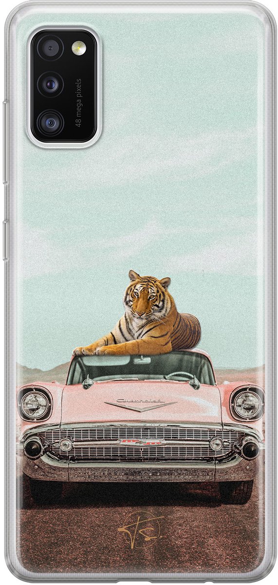 Hoesje geschikt voor Samsung Galaxy A41 - Chill tijger - Soft Case - TPU - Print - Multi - ELLECHIQ